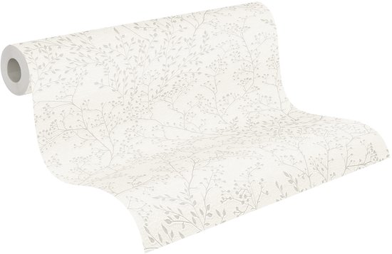 AS Creation Trendwall 2 - FILIGRAPHE BRANCHES ET FEUILLES PAPIER PEINT - fleurs rurales - blanc - 1005 x 53 cm