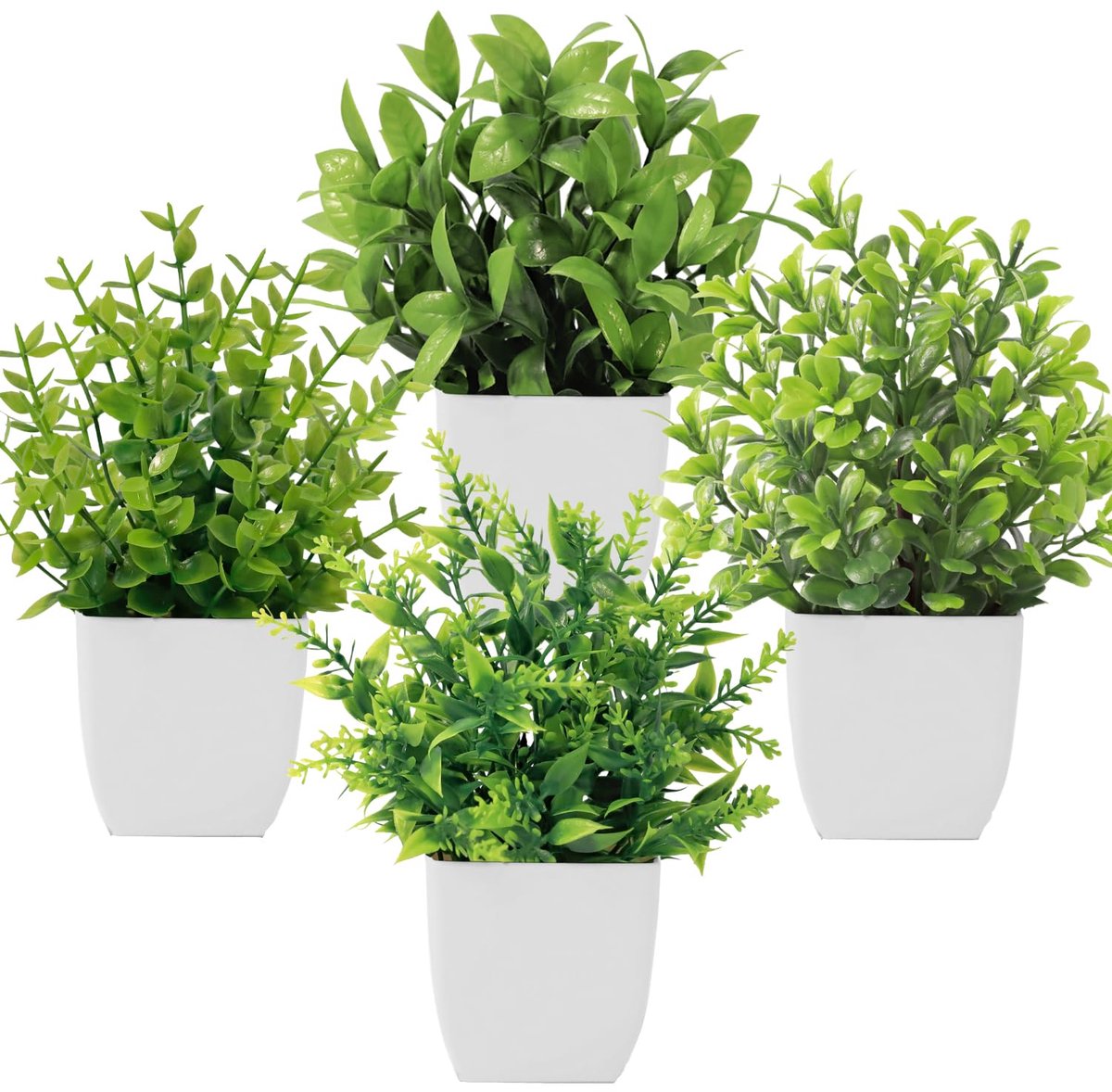 Ibenzoa Set van 4 decoratieve kunstplanten voor veelzijdig gebruik in huis en kantoor groen