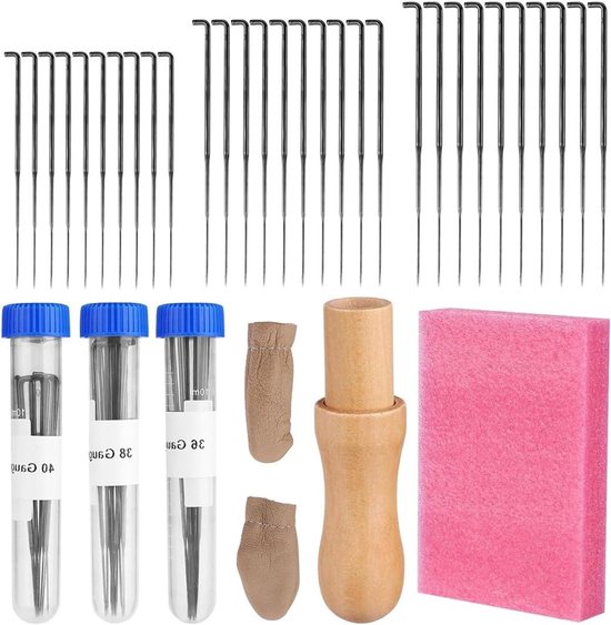 RUNEAY Viltnaalden voor droogvilten, 36 stuks, priknaaldenset met 3 maten viltnaalden, 3 viltnaaldgrepen hout, 3 naaldflessen, naaldvilten voor beginners, spelden, houten handvat, vilten voor RUNEAY Viltnaalden voor droogvilten, 36 stuks, priknaaldenset met 3 maten viltnaalden, 3 viltnaaldgrepen hout, 3 naaldflessen, naaldvilten voor beginners, spelden, houten handvat, vilten voor