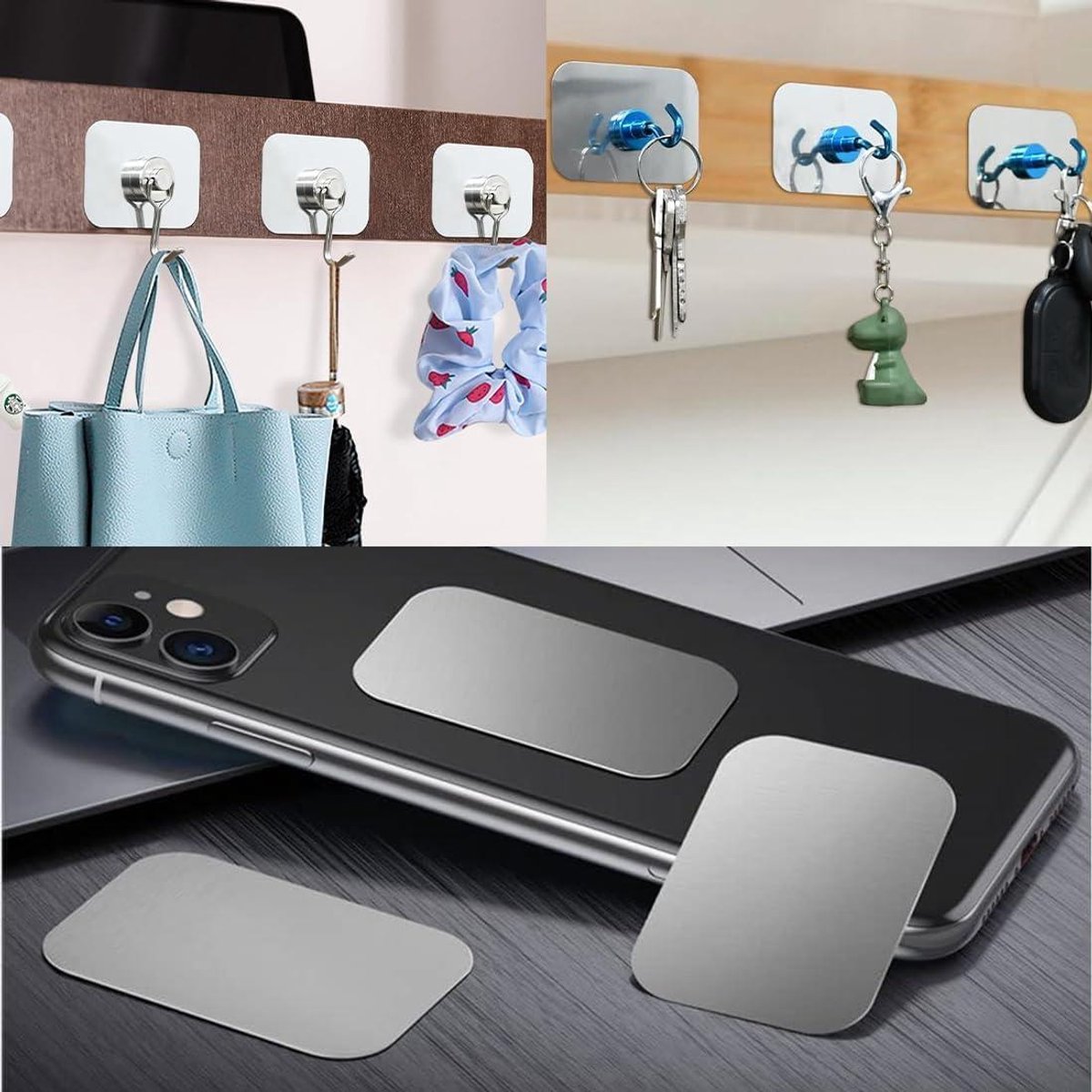 Set Van 40 Zelfklevende Metalen Plaatjes 40mm - Dunne Magneetplaten Zwart & Zilver Voor Telefoon- En Autohouders