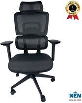 Artglobal® ergonomische bureaustoel – Bureaustoelen voor volwassenen – Verstelbare bureaustoel –NEN‑EN1335 gecertificeerd- Ademend Mesh-Zwart- Office chair - Game Gaming Stoel