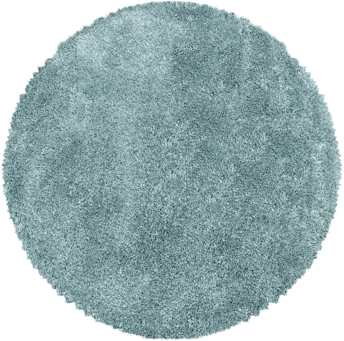 Extra hoogpolig shaggy vloerkleed Fluffy - rond - blauw - 120x120 cm
