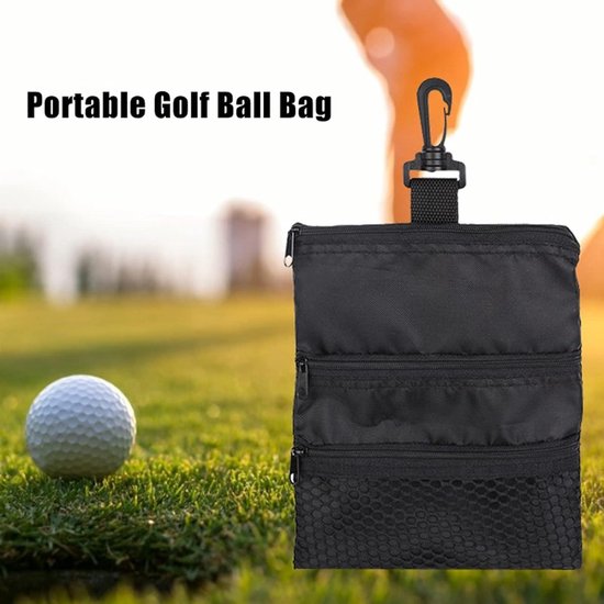 Allecto Plus - Draagbaar Golf Tee Opbergzakje met Ritssluiting en Meerdere Zakken - Handige Haak voor Golfballen en Accessoires — afbeelding 3