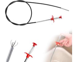 Ontstoppingsveer - Veerbelaste ontstoppingsstaaf - Efficiënte reiniging - Voor toiletten, badkamers, douches - Ideaal voor het verzamelen van afval, afvoeren, gootstenen, toiletten en het reinigen van drogerventilatie - Zilver - 60cm