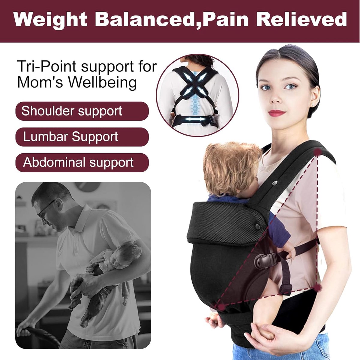 Draagzak Baby - Babydrager - Kinderdrager - Draagzakken - Draagzak Peuter - Draagzak - Baby Draagzak - Draagzak Peuter en Baby - Maximale Belasting 20 kg - Ergonomische M-positie - Rugdrager - Verstelbaar en Ademend - Draagzakken - Babydraagzak – foto 6