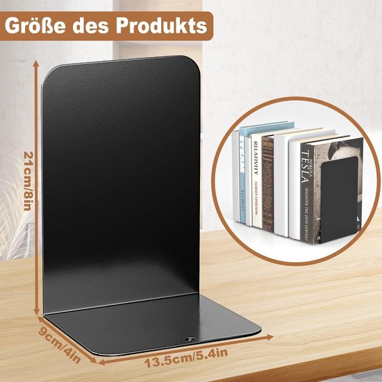 4 stuks boekensteunen, metalen boekensteunen