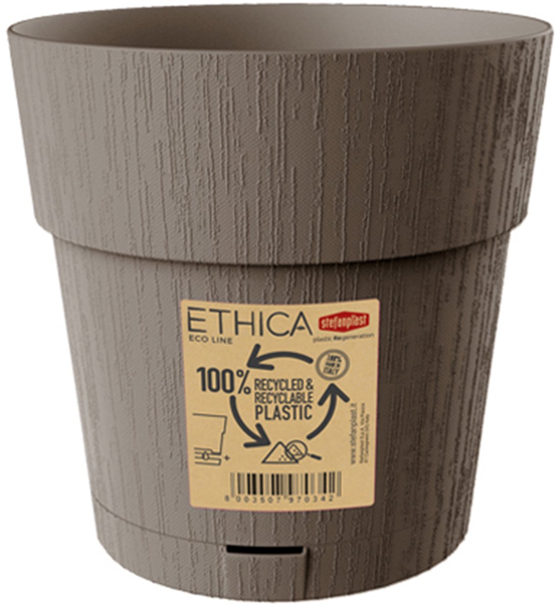 Bloempot 'Ethica' 30 cm - Met zelfbewatering – Voor binnen & buiten - Dove Grey