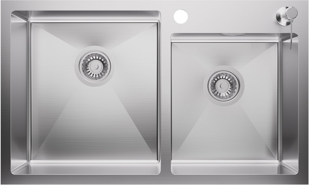 Auralum MAX Dubbele Spoelbak (75x45cm) - Spoelbak Keuken RVS - Duurzaam, Veelzijdig en Geluiddempend - Met zeepdispenser 300ml en Waterafvoersysteem