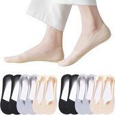 No Show Sokken voor Dames, Antislip Nylon Dunne Footies Onzichtbare Zijdezachte Lage Voering Sokken voor Loafers Flats 6 Paar (One Size)