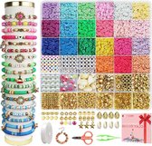 Allecto Plus - Set van 6200 kleikralen in 18 kleuren voor armbanden maken - 6 mm platte ronde polymeer kralen - Doe-het-zelf armband, ketting, oorbel met letterkralen - Voor kinderen en volwassenen
