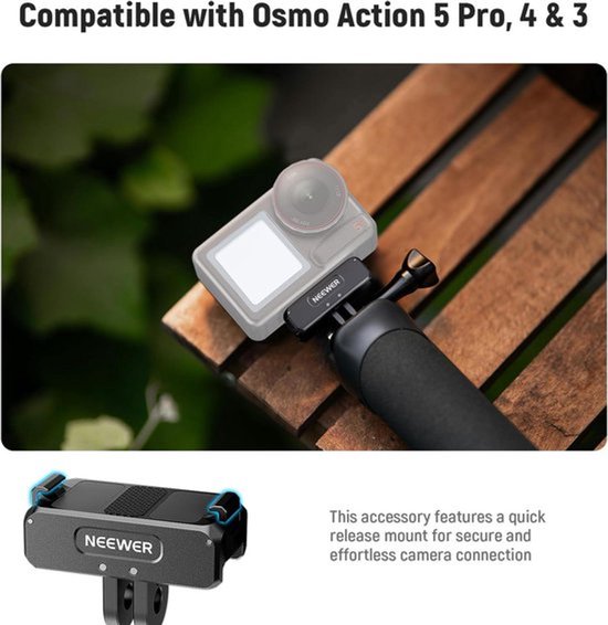 Support Magnétique Rapide Pour DJI Action 5 Pro / 4 / 3 - Double Griffe, Fixation Solide, Idéal Sport Et Voyage