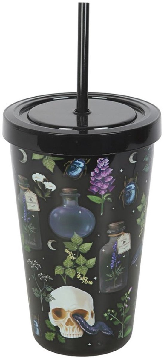 Venom & Vines Print Drinkbeker met Rietje - 500ml