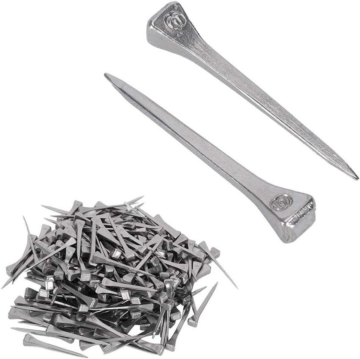 Allecto Plus - 250 stuks stalen E4 hoefnagels voor glas in lood en paardenraces met vierkante kop, voor het bevestigen van lood of glas
