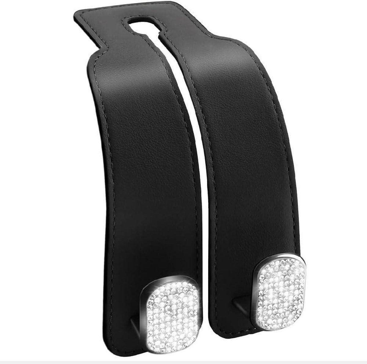 Image of 2-pack Autohaak Dubbele Haken voor Opbergen achter Autostoel - Universele Headrest Hanger - Handige Autohouder voor Achterbank - Organisatie Accessoire met 2 Haken