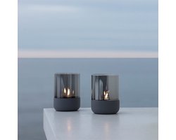 Blomus CALMA Windlicht - H 9 cm, Ø 7 cm (XS) - Steel Gray - Set van 2