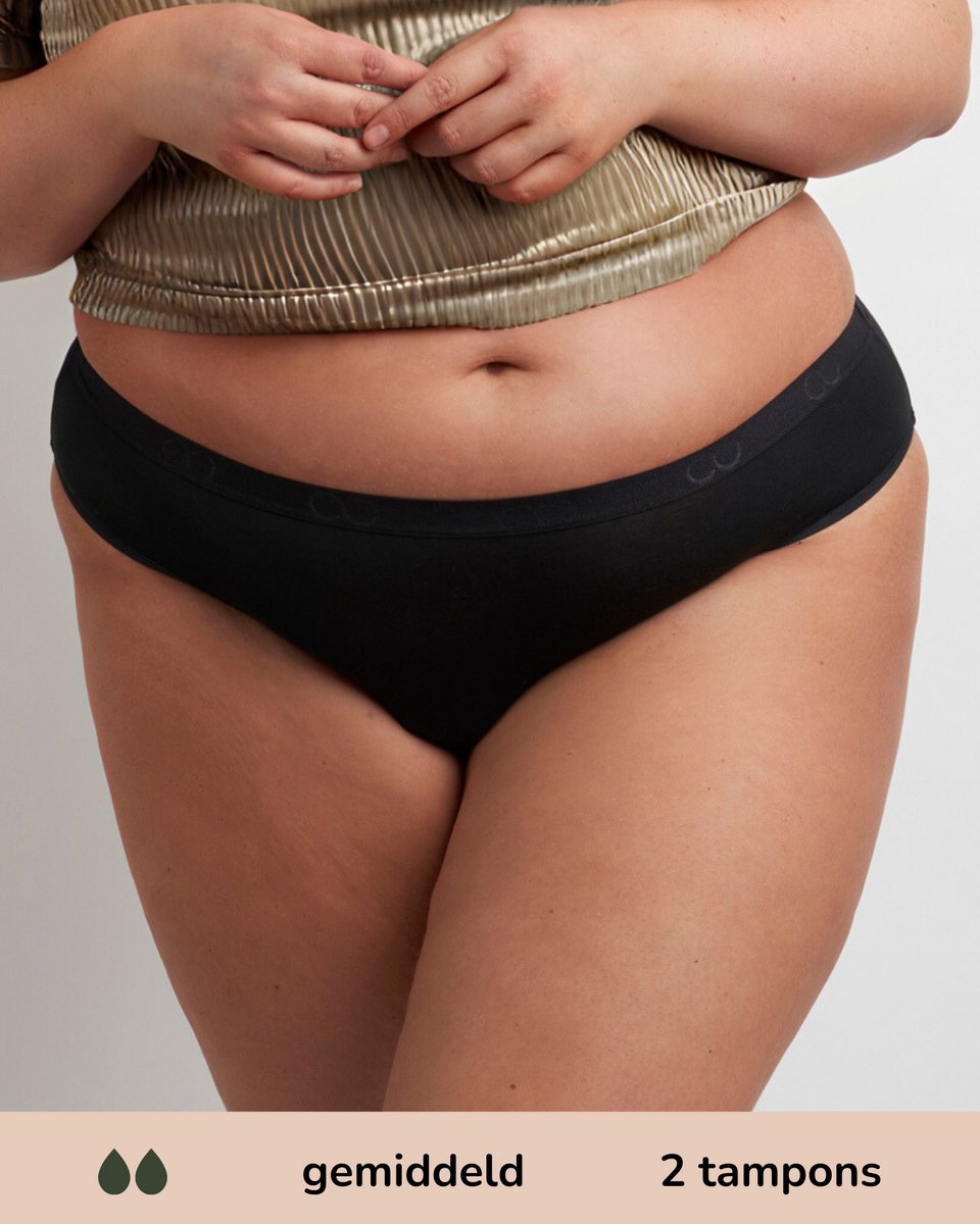 Moodies menstruatie ondergoed - Bamboe Bikini Onderbroek - gemiddeld kruisje - maat XL - zwart