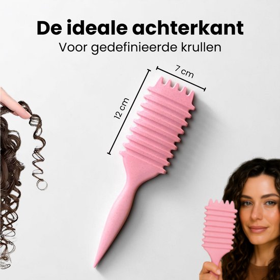 Hydure Define Brush Curl - Krullen Borstel - Haarborstel voor Krullend Haar - Curl Brush - Curl Defining Brush - Roze