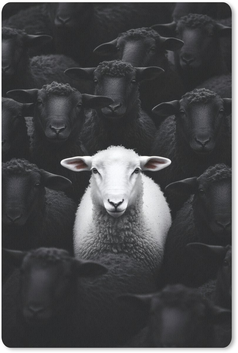 Muismat 18x27 cm - Mousepad Schapen - Wit - Duisternis - Muismatten