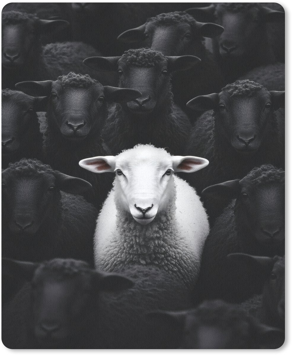 Muismat 19x23 cm - Mousepad Schapen - Wit - Duisternis - Muismatten