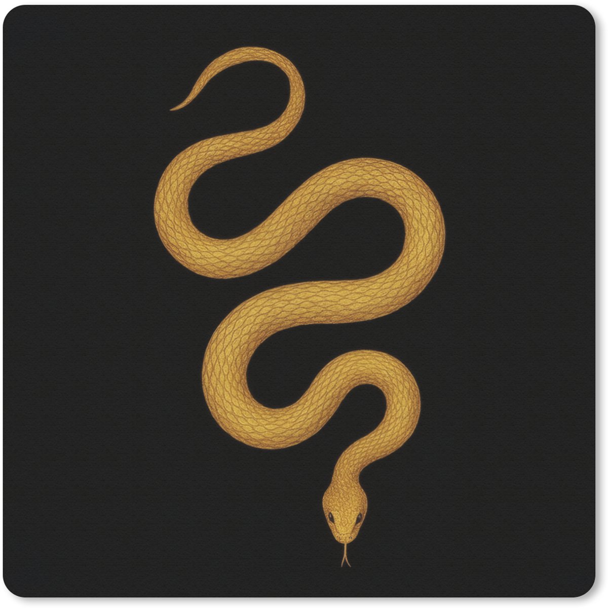 Muismat 20x20 cm - Mousepad Slang - Minimalistisch - Goud - Muismatten