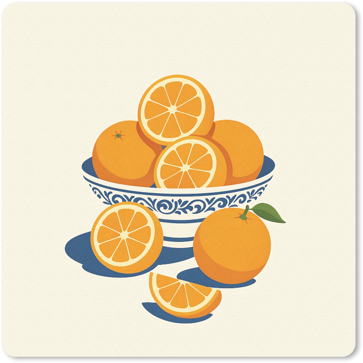 Muismat 20x20 cm - Mousepad Schaal - Minimalistisch - Oranje - Sinaasappels - Muismatten
