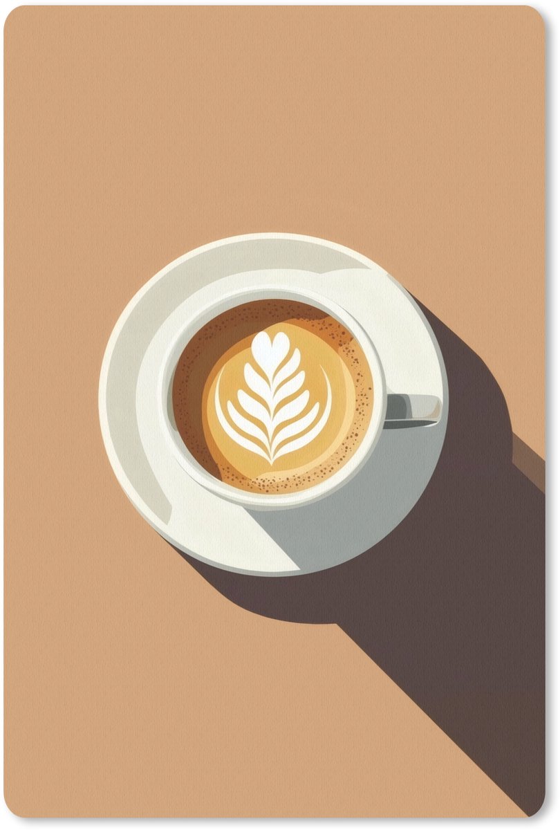 Muismat 18x27 cm - Mousepad Cappuccino - Kop - Schotel - Minimalitisch - Muismatten