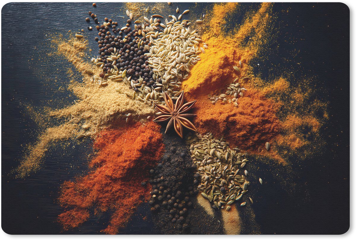 Muismat 27x18 cm - Mousepad Specerijen - Explosie - Oranje - Muismatten