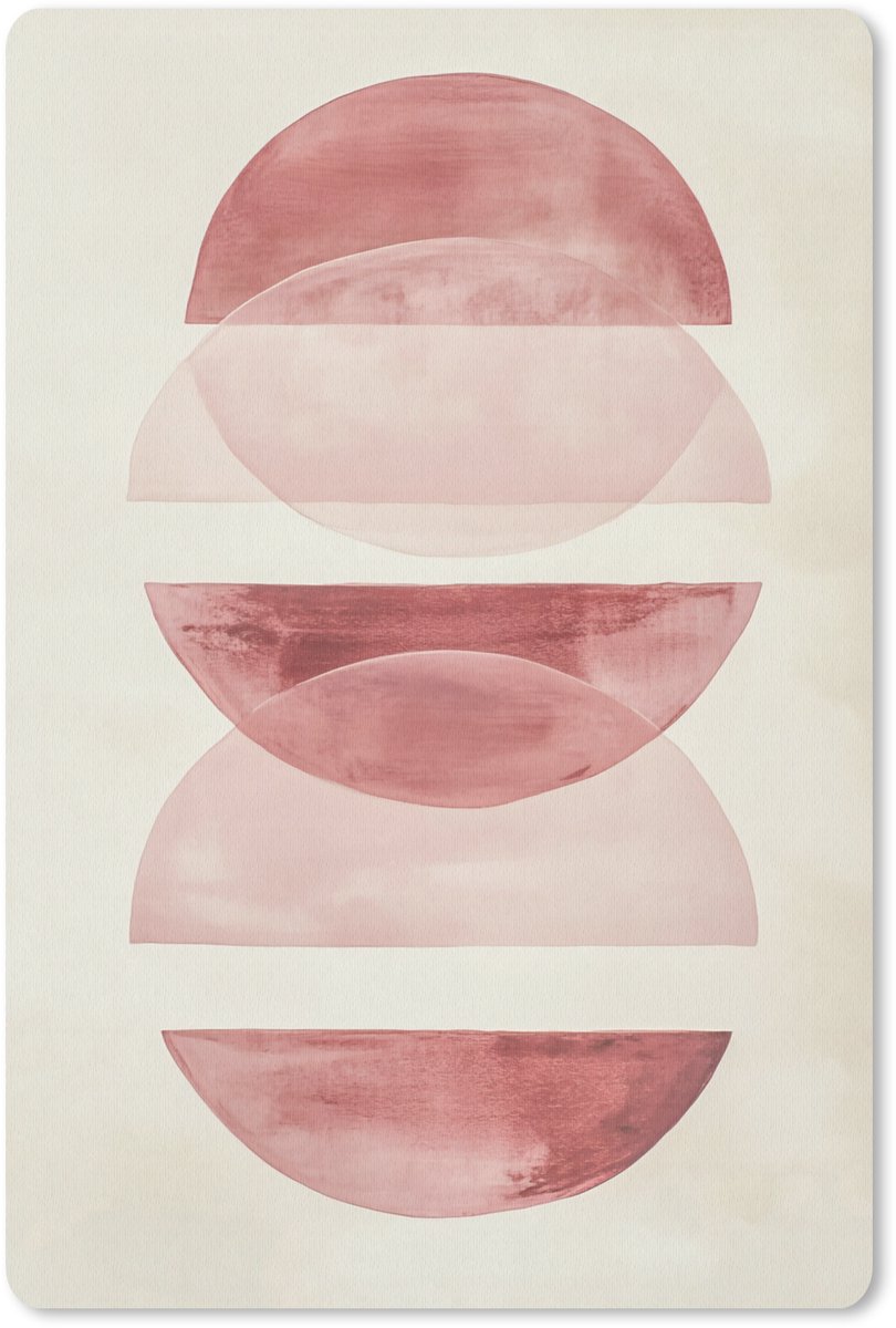 Muismat 18x27 cm - Mousepad Minimalistisch - Cirkels - Roze - Muismatten