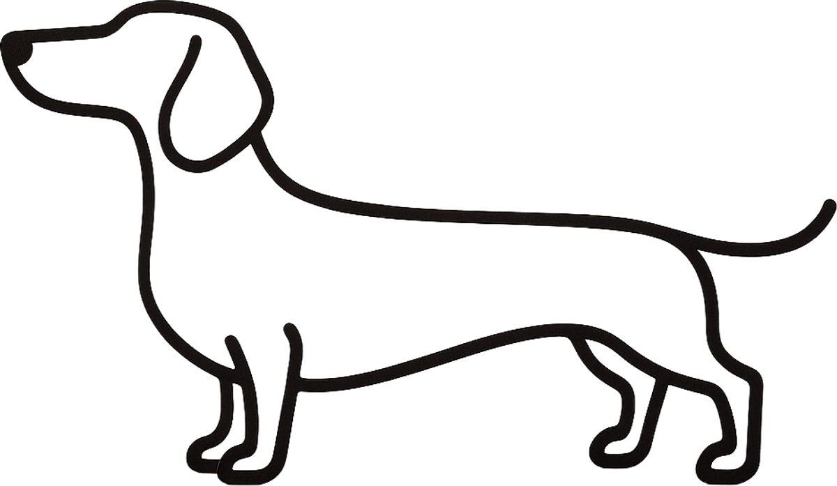 Teckelbeeldje - zwart - 22 cm breed