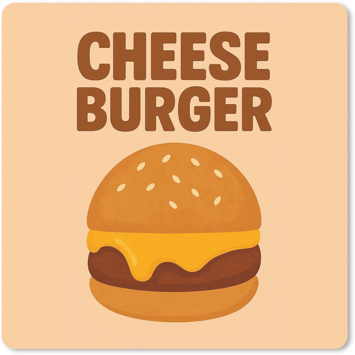 Muismat 30x30 cm - Mousepad Cheeseburger - Minimalistisch - Geel - Muismatten