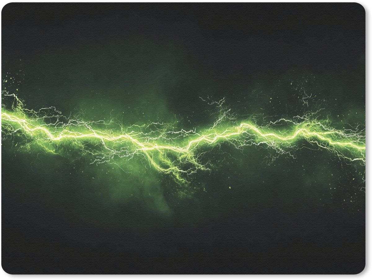 Muismat 23x19 cm - Mousepad Gaming - Elektriciteit - Lijn - Vonken - Groen - Muismatten