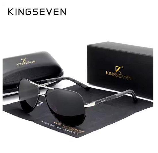Lunettes de soleil KINGSEVEN 7252 - Zwart- Grijs - Homme - Femme - Polarisées - UV400 - Aviateur