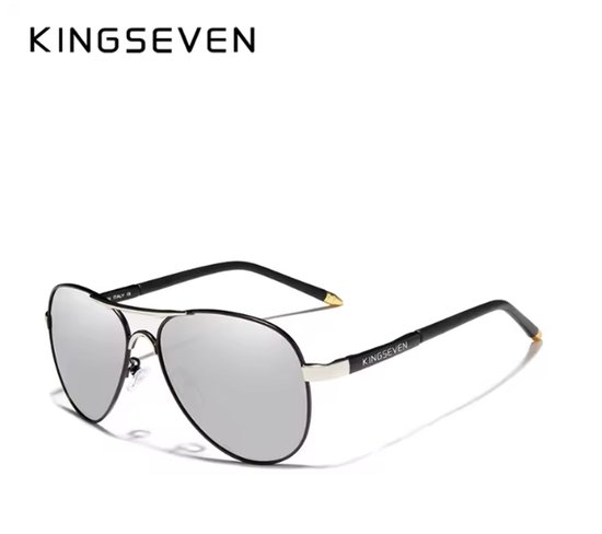 KINGSEVEN Zonnebril 7503 - Spiegelend Zilverkleurig – Heren - Vrouwen - Gepolariseerd - UV400 - Sportief