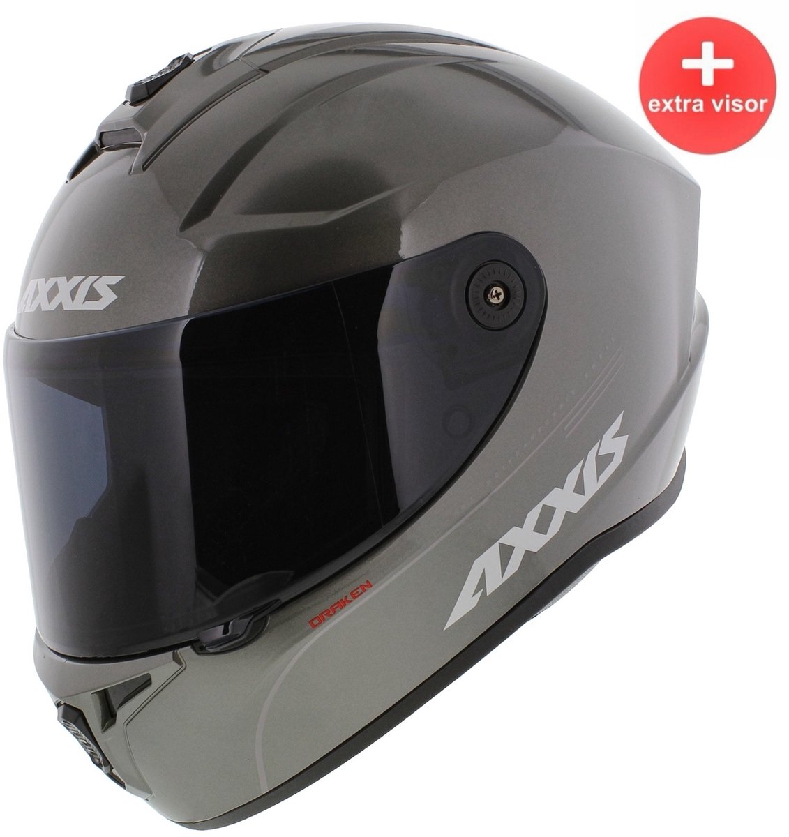 Axxis Draken helm solid glans titanium XS / helder & donker vizier