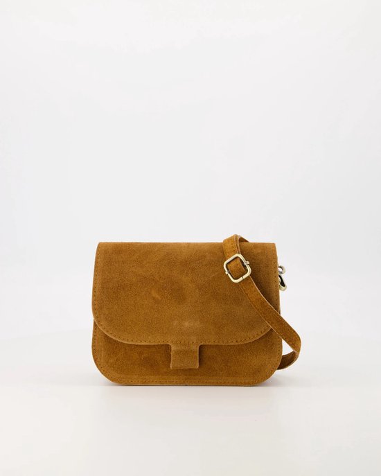 sac -cognac-bandoulière -daim bol