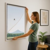 Vliegen Gordijn Raam - Raamhor Horrengaas met Klittenband - 130 x 150 cm - Zwart - Raamhor - Vliegengaas - Muggengaas - Insectengaas - Horgaas - Vliegenhor - Vliegenraam