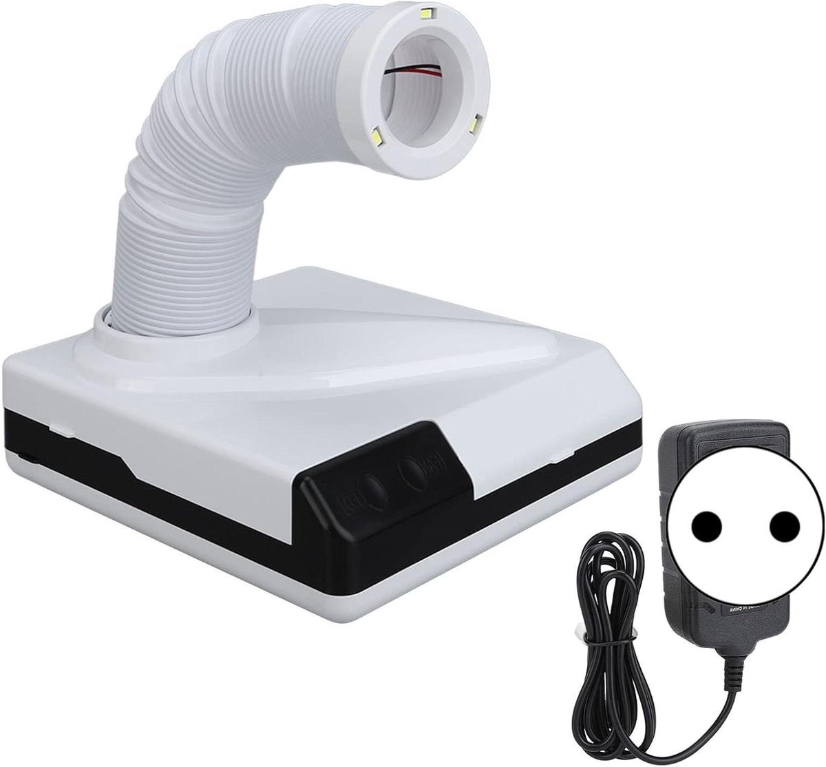 Allecto Plus - Nagel Stofafzuiger 60W Sterke Ventilator Zuiging Manicure Stofzuiger Luchtdroger met 3 LEDs Uitschuifbare Elleboog voor Gellak Acrylnagels 100-240V (Europese stekker)