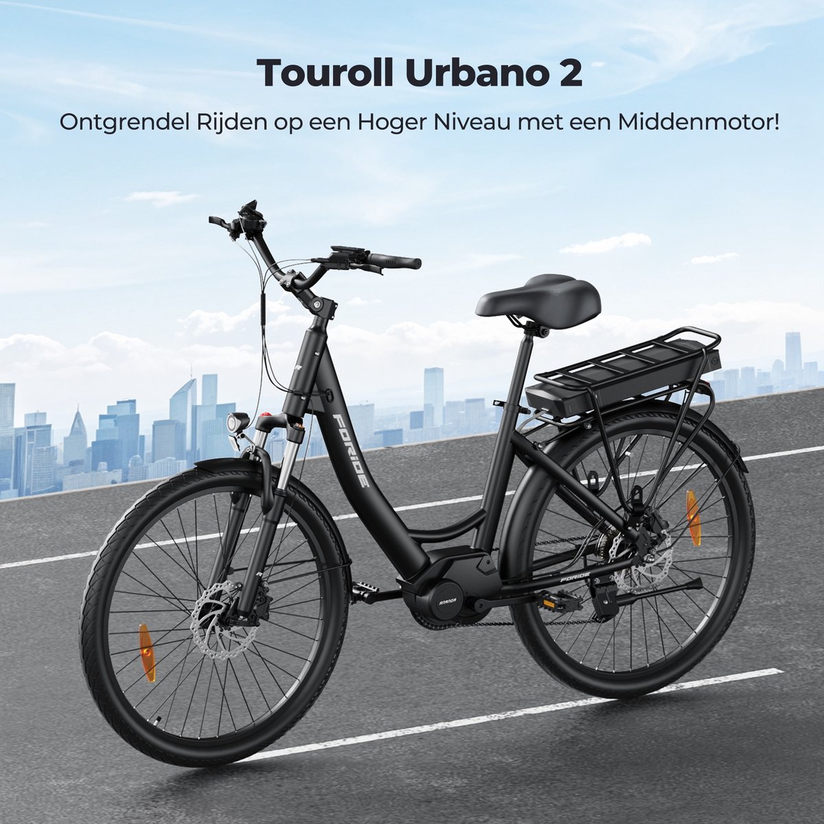 FORIDE Urbano 2 elektrische fiets - e-bike met middenmotor - 36V13Ah – foto 6