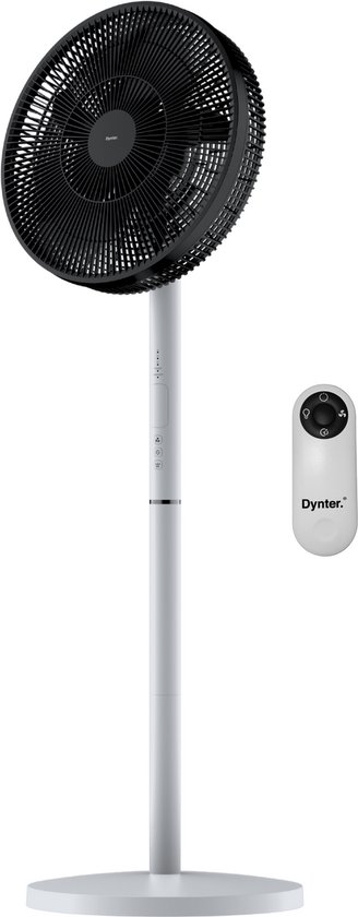 Dynter Draadloze Statiefventilator - Ventilator met accu & roterende kop - Stil en krachtig - Draadloos - In hoogte verstelbaar (100 tot 130 cm) - Voor binnen en buiten - Wit - Diameter: Ø42 cm (AV26E)