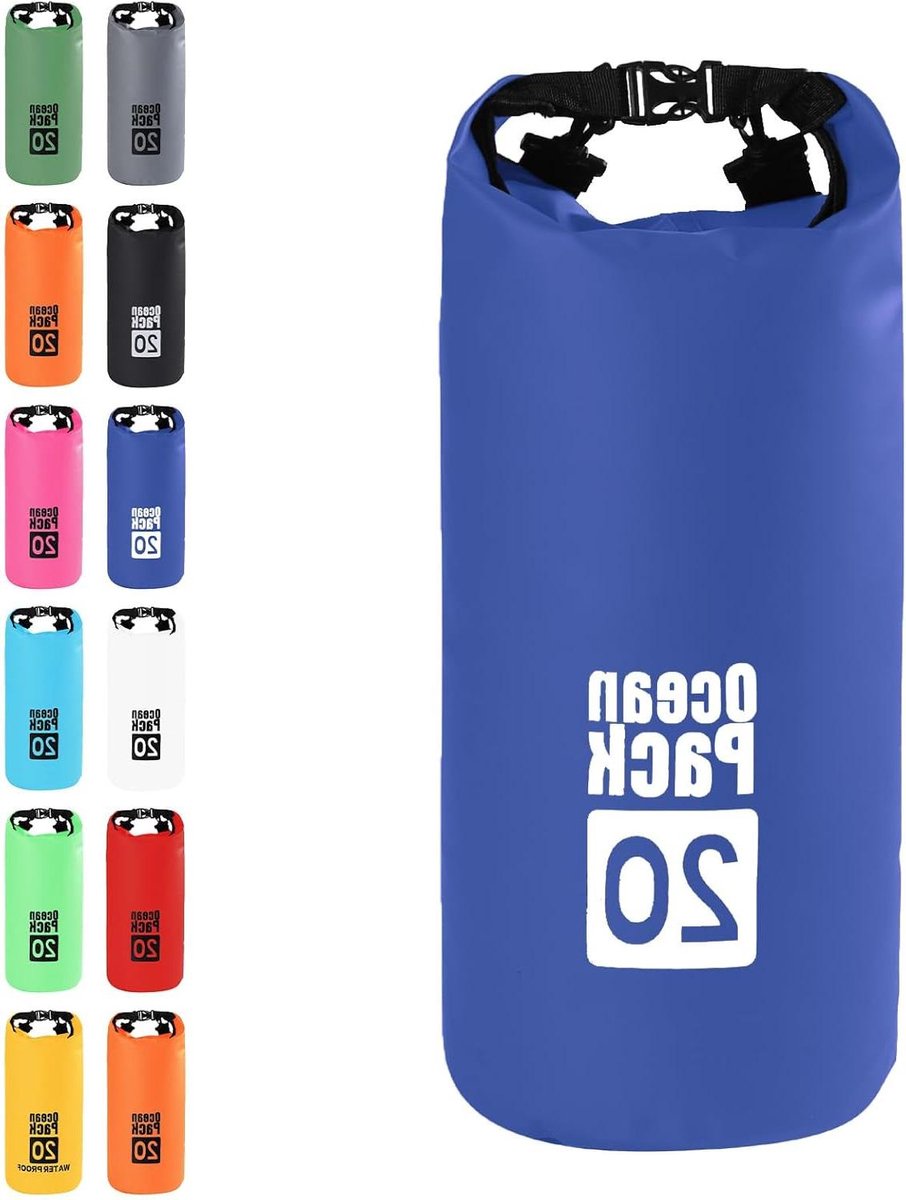 Waterdichte tas Dry Bag met verstelbare riem beschermt telefoon/kaart voor zwemmen raften kajakken blauw 20L