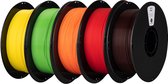 Kexcelled PLA Combideal 5 x 1kg = 5kg Geel, Gras Groen, Oranje, Rood + Chocolade 3D Printer filament (Andere kleuren ook mogelijk) ZOMER ACTIE!!