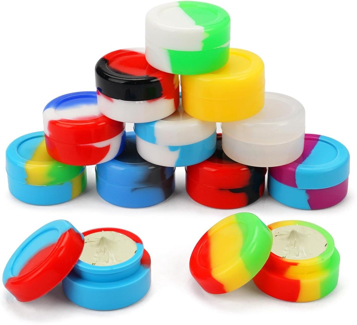 Allecto Plus - 12 stuks siliconen potjes Lippenbalsem Houder - Wasolie en Wattenstaafjeshouder - Bewaren Waxen Etherische Oliën Crème - Willekeurige kleur