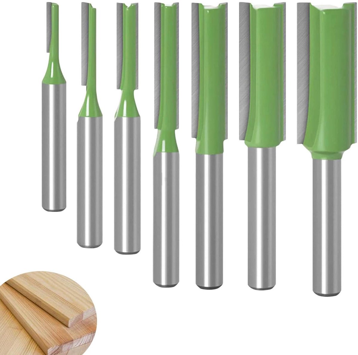 Allecto Plus - 7-delige set frees voor bovenfrees - Legering groeffrees 6 mm schacht - Houtsnijden DIY houtbewerking - Duurzaam en veelzijdig