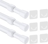 Tringle à rideaux rétractable - sans perçage - lot de 3 - blanc - 30-50 cm