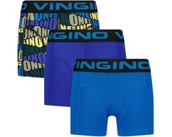 Vingino Blue text 3-pack Jongens Onderbroek - Pal blue