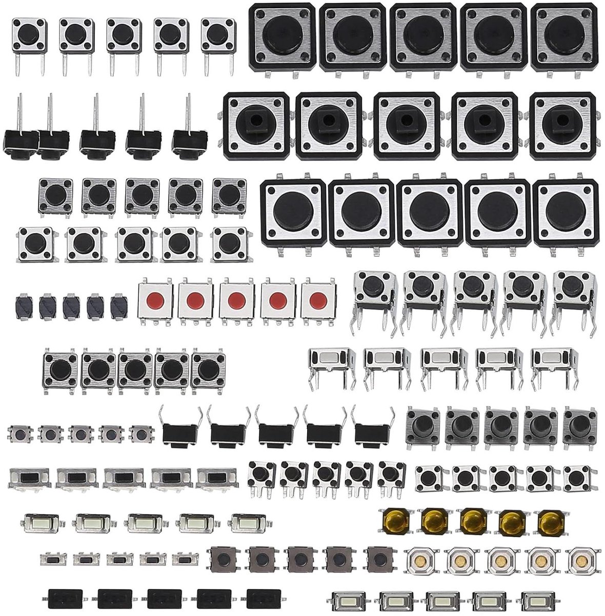 Toetsenschakelaar assortimentskit - 25 waarden 12V - 50 mA - microtoetsschakelaar voor huishoudelijke apparaten - 125 stuks