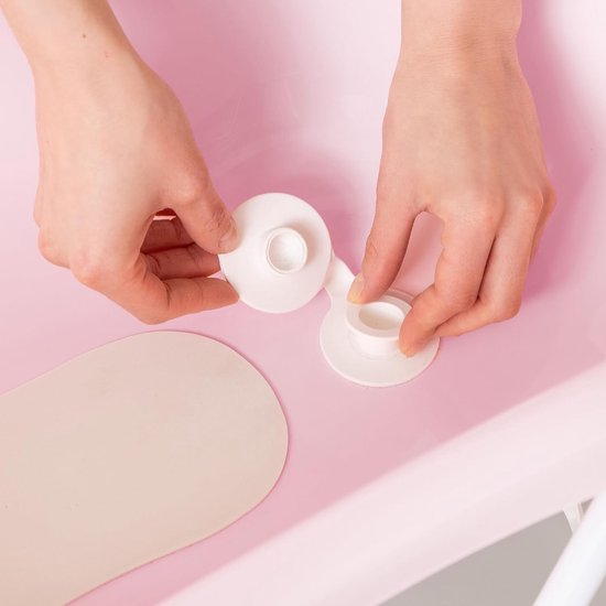 RFWR® Babybadje met Standaard en Stop - Comfortabele en Veilige Verzorgingsset voor Pasgeborenen - Roze van RFWR® — afbeelding 3