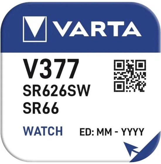 VARTA V377 SR626SW SR66 horlogebatterij.