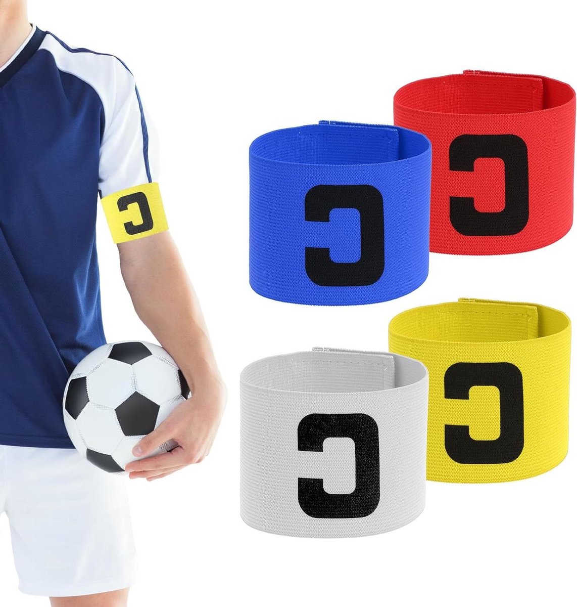 1142x1200.jpg Allecto Plus - Kapiteinsverband voor kinderen - 4 stuks - Verstelbaar - Multicolor - Geschikt voor Voetbal, Rugby en Hockey - Elastisch - 7 x 335 cm - Afbeelding 1