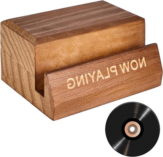 Huhote Platenspelerstandaard, vinyl platenopslag 3-laags bijzettafel, draaitafelstandaard voor vinylspeler, vinylplatenhouderkast, displayrek, bijzettafel voor woonkamer slaapkamer (bruin